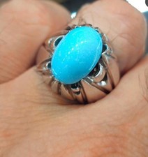Natural Turquoise Rings Real Feroza Ring Super clean Turquoise ring for men