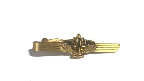 Vintage Hickok Airplane Tie Clip Gold Tone Pilot WWII C-47 Made in the USA