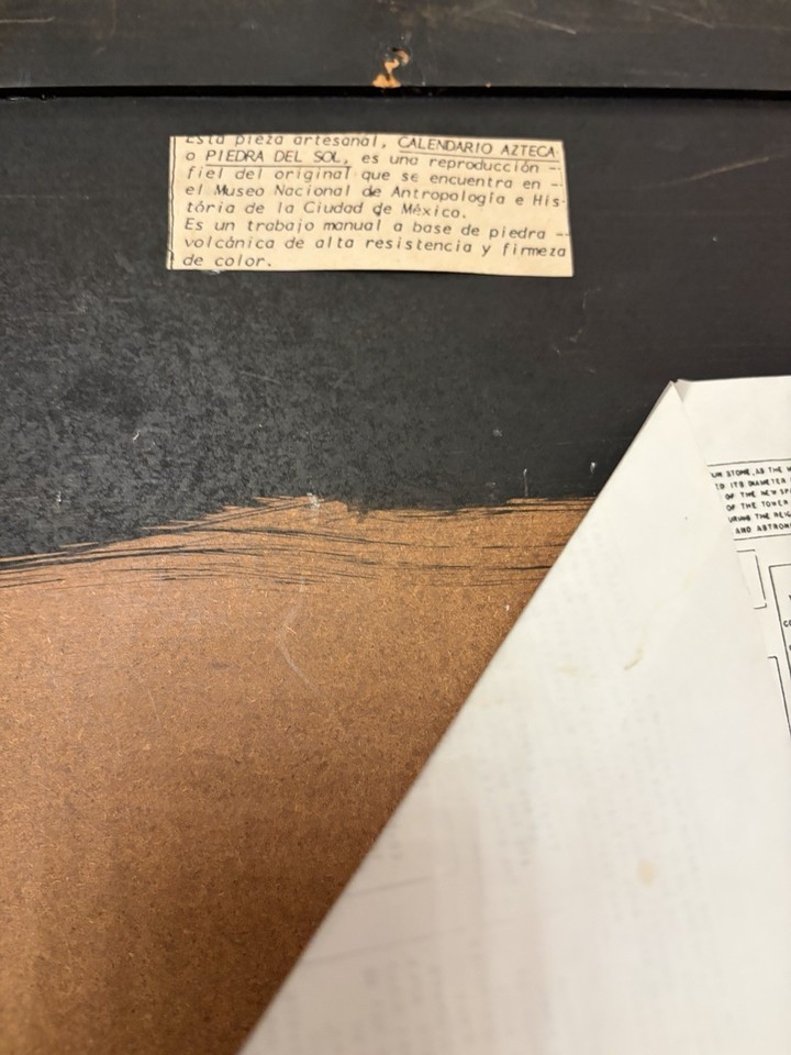 Mayan Aztec Sun Calendar/Stone Dial Wall Hanging Volcanic Rock Art ...