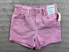 Cat  Jack Shorts Girls Youth Large 10/12 Denim Jean High Rise Paperbag Purple
