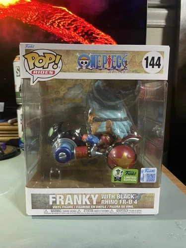 Funko Pop! Rides Deluxe: One Piece Franky With Black Rhino FR-U 4 (ECCC) #144 6”