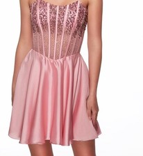 Alyce Paris Pink Strapless Dress With Crystal Bodice Size 00
