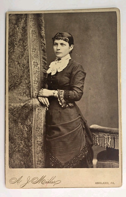 Antique Cabinet Photo Pretty Victorian Woman Fashion Jewelry Miller Ashland PA