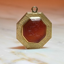 Vintage Carnelian Intaglio Charm - Double-sid...