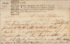 George Washington Signed 1768 Mountain Road Lottery Ticket - high-end autograph!
