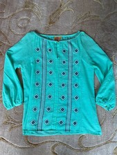 Seafoam/Mint Green Beaded Boho Blouse Tunic, TORY BURCH, 6, EUC