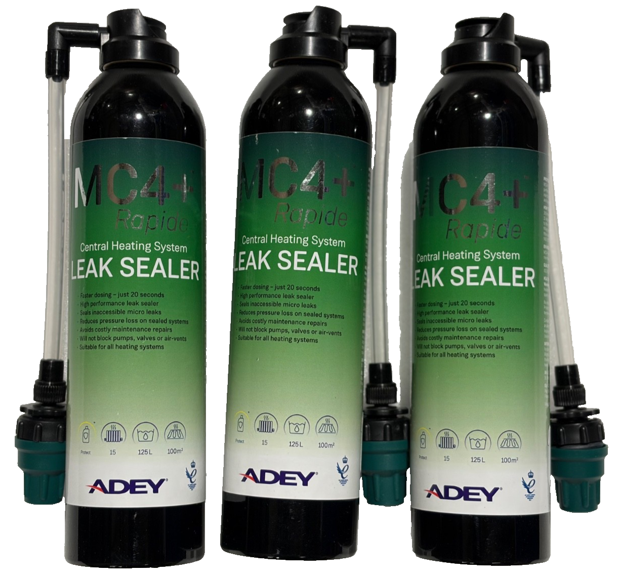 3 x ADEY MC4+ Rapide Central Heating System Leak Sealer 300ml Canisters Job Lot
