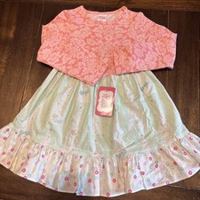 Ricrac And Ruffles Girls Christmas Paisley Floral Long sleeve Dress Size 3T