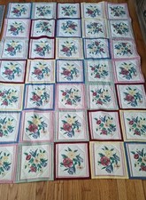 Handmade Quilt Patchwork Reversible Throw Lap Blanket 68 x48 Floral With Tote