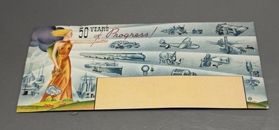 Vintage Advertising Card ~50 Years Progress ~ Transportation Cars Planes Blotter