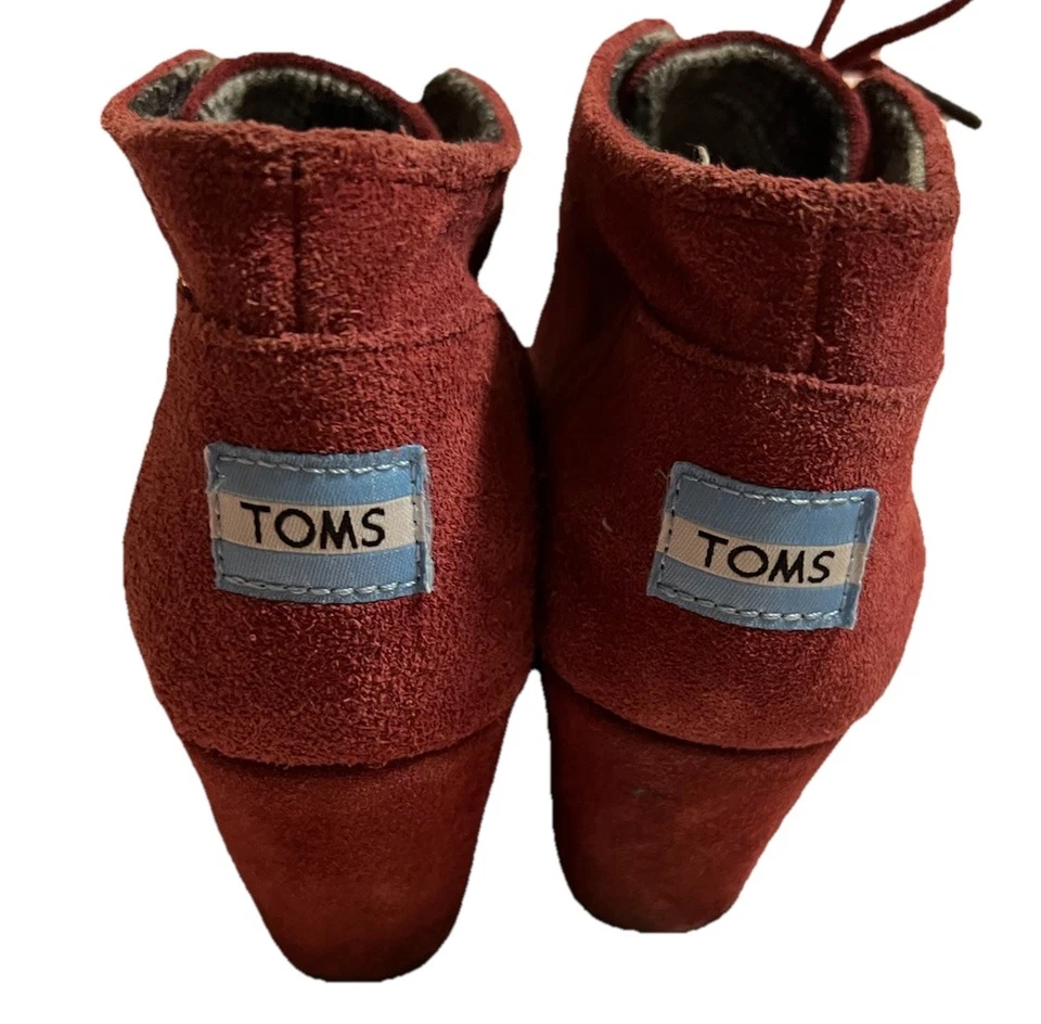 Botines Toms Desert para mujer botines de cuero tacón bajo cuña con cordones 7,5 Foto 4 de 4
