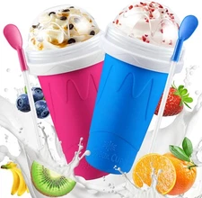 2 Pack Magic Squeeze Slushy Cups, DIY Frozen Slushie Maker Cup, Portable 