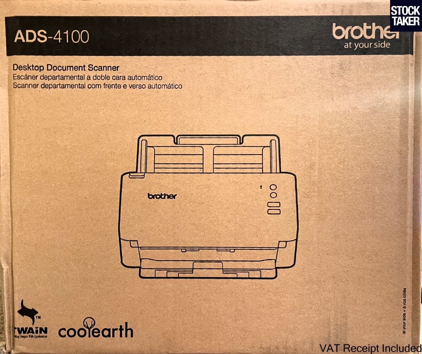 Brother ADS-4100 Desktop USB A4 Document Scanner ADF (121 Scans) VAT Invoice