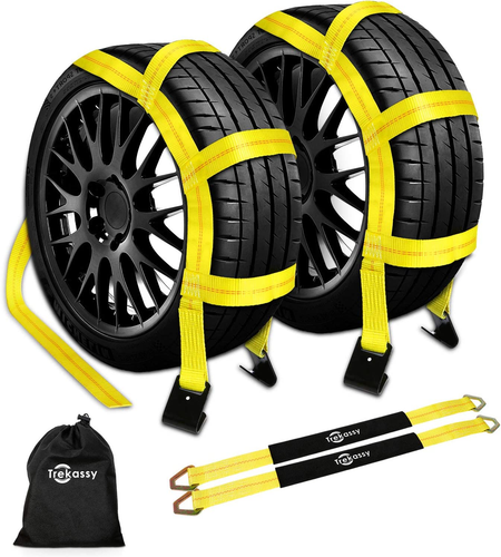 Boxer Pro Tow Dolly Wheel Basket Straps - 2 Pack, 10,000lbs Breaking Strength, Swivel Hooks, Rubber Sleeves