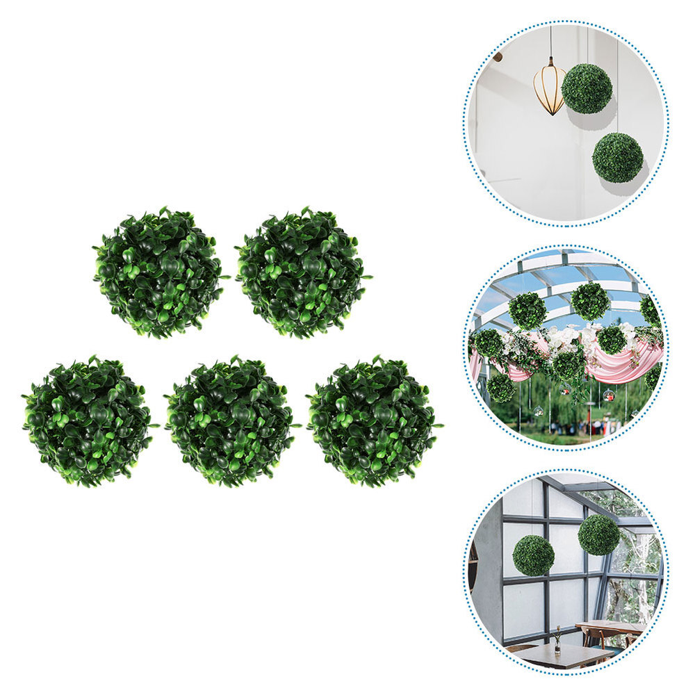 5pcs artificial grass ball Greenery Decor Wedding Topiary Patio Green  Leaves