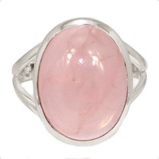 Natural Rose Quartz - Madagascar 925 Sterling Silver Ring Jewelry s.9 CR65957