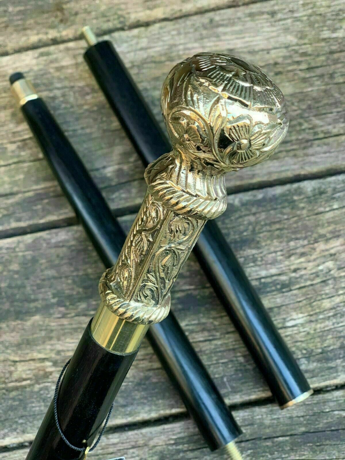 VICTORIAN STYLE  SOLID HANDLE BRASS WAGGER TOP KN… - image 3