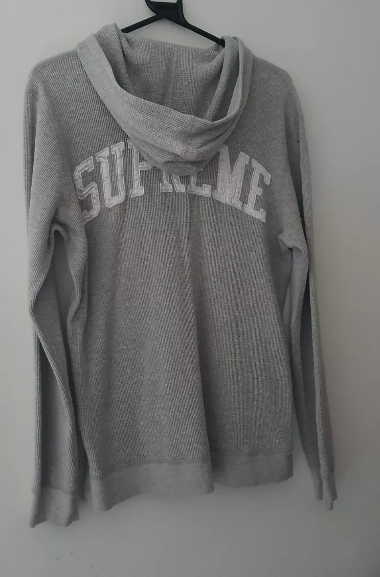 Sweat à capuche FW16 Supreme Grey gaufré thermique taille M moyen