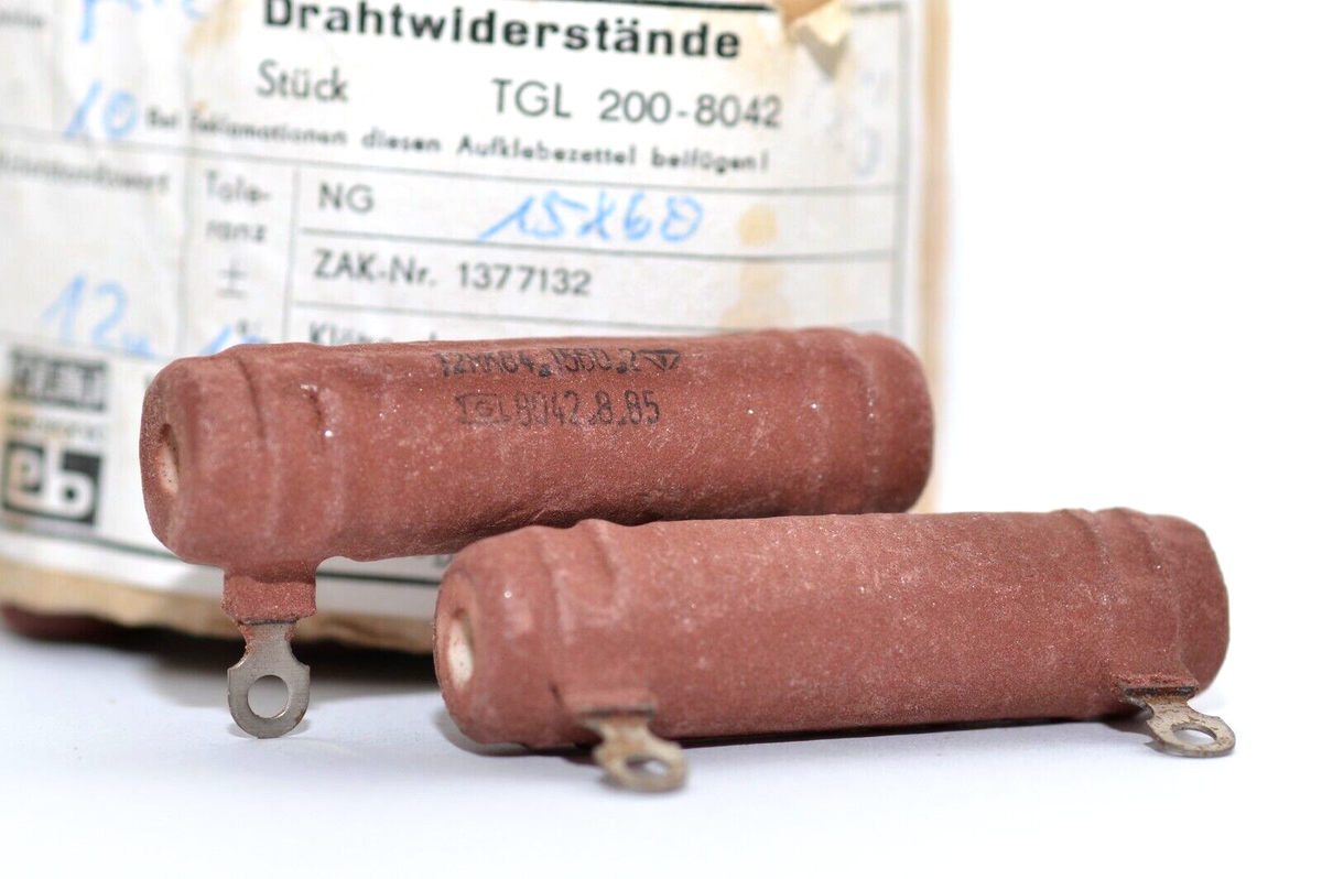 2x Vintage Draht-Widerstand von RFT Typ TGL 8042, 12 Ohm / 30 Watt