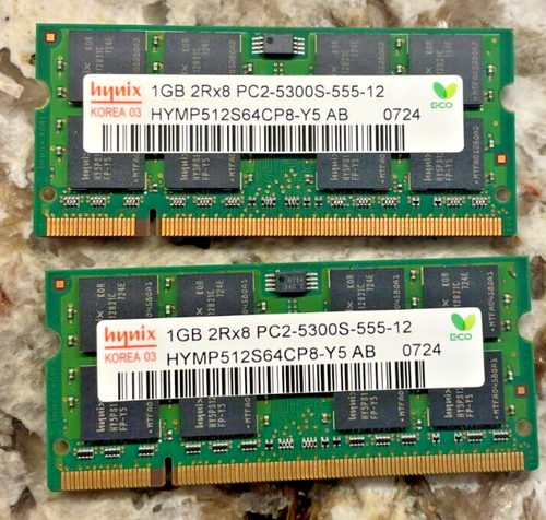 Hynix PC2-5300 2GB SDRAM 667 MHz DDR2 Memory (HYMP512S64CP8-Y5 AB) 2 of 1gb ea - Picture 1 of 2