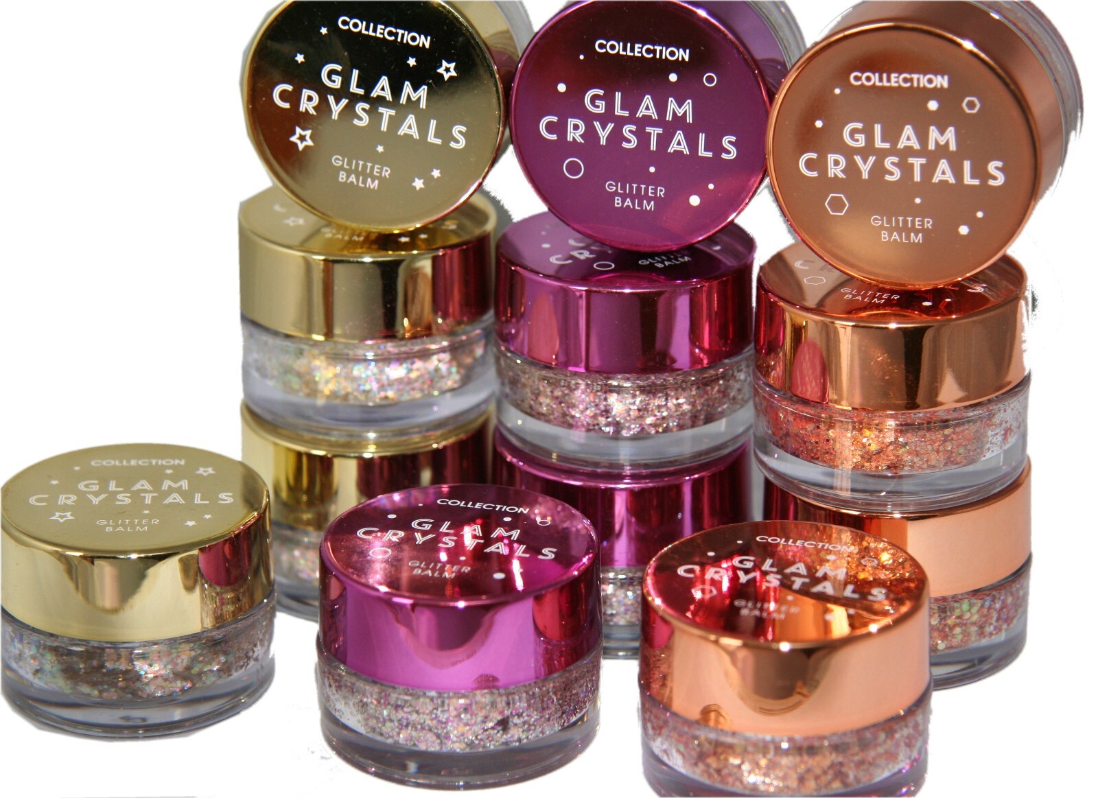 12 x COLLECTION Glam Crystals Glitter Balm | 3  Shades | RRP £60