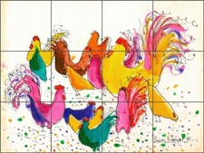 Rooster Tile Backsplash Bonnie Siebert Kitchen Art Ceramic Mural POV-BSA001