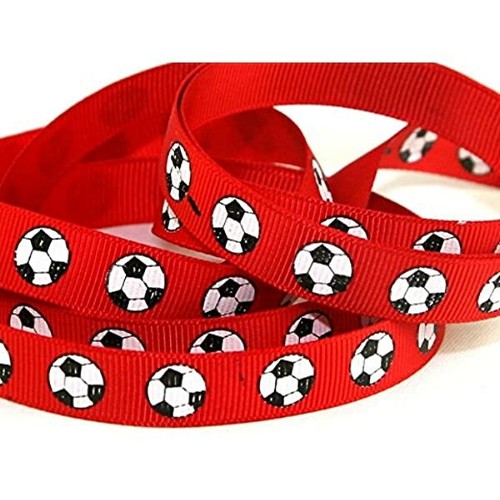 Football Ribbon - 2m x 15mm of Football Party Soccer Red Blue White Sport - Picture 3 of 5