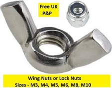 Wing Nuts & Nyloc Lock nuts - Sizes M3 M4 M5 M6 M8 M10 - Butterfly