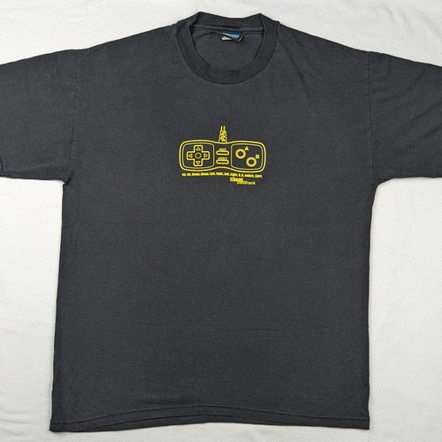 Vintage Paul Frank KONAMI CODE Y2K NES GAME CONTROLLER SHIRT Black Medium