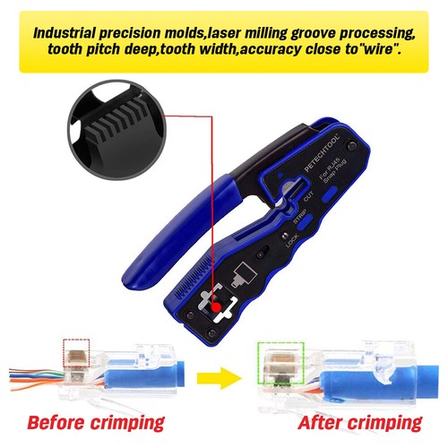 Crimping Tool Network Crimper RJ45 EZ Pass Through for Cat6a 8P8C Cat7 Connector - Picture 6 of 8