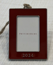 2024 Pottery Barn CHRISTMAS TREE Red ENAMEL FRAME ORNAMENT Photo RECTANGLE Decor