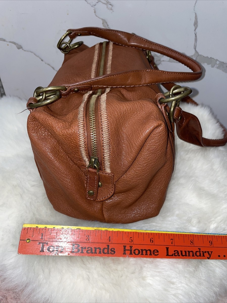 SIGRID OLSEN Soft Brown Leather Shoulder Bag Handbag Satchel Purse