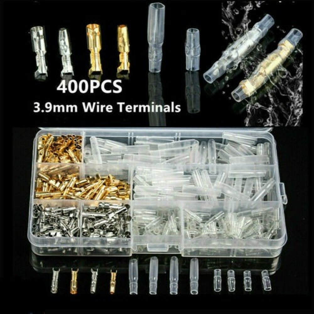 400 Stück Rundsteckverbinder 3,9 Mm – Männlich/weiblich, Mit Isolierhülsen, Für 0,3-1,5 Mm² Kabel, Motorrad & Kfz