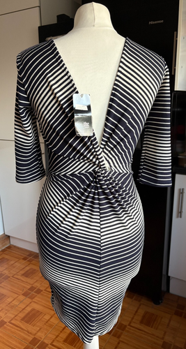 BNWT Ladies TFNC London SAPPHIRE Navy BLUE Striped TWIST Detail “SHENA” Dress S - Picture 4 of 12