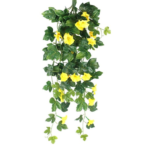 1-4Pack Artificial Fake Hanging Plant Morning Glory Flower Vine In/Outdoor Decor - 第 16/16 張圖片