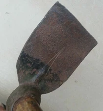 Vintage Iron Hoe Spade grub axe dual farmer tool Garden Collectible wood handle