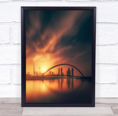 Flare Architecture Sunrise Cloud Reflection Mirror United Bridge Wandkunstdruck