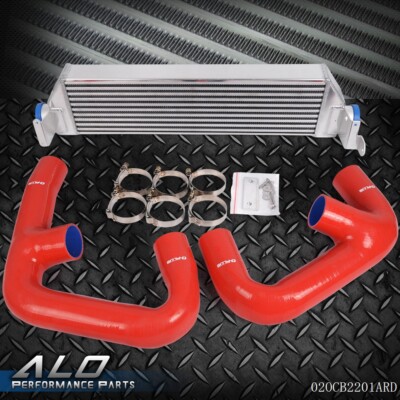 Twin Intercooler + Red Silicone Hose Fit For 15-2017 Volkswagen GTI FWD MK7 2.0T