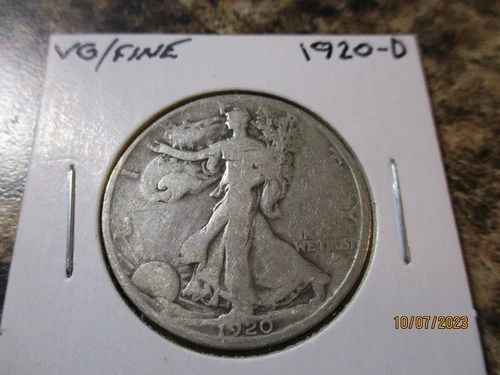 1920-D WALKING LIBERTY SILVER HALF DOLLAR VG/FINE    88+