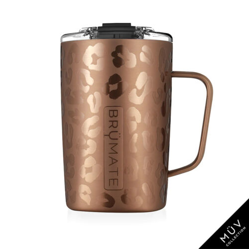 BruMate 16 oz Toddy  BPA Free Vacuum Insulated Mug Gold Leopard Hot Cold Tea  - 第 1/4 張圖片