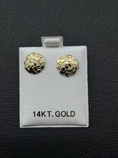 Textured circle shaped earring, 14kt Gold