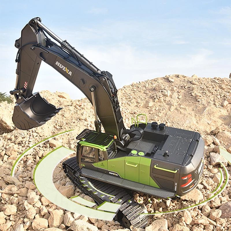 2.4G Remote Control 22CH 1/14 HUINA 1593 RC Excavator RTR Digger Toy W/Battery - Image 4 of 4
