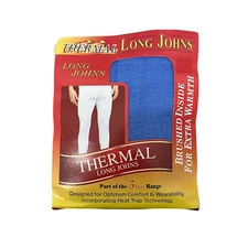 Mens Blue Brushed Thermal Long Johns Pants Winter Warm Underwear  Extra Large XL