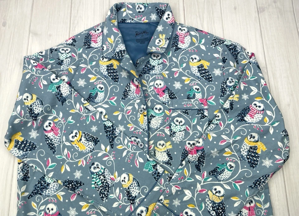 Nick & Nora пижамы верхняя рубашка женщин XXL флис снежные совы шарф зимние PJ Топ - Изображение 2 из 4