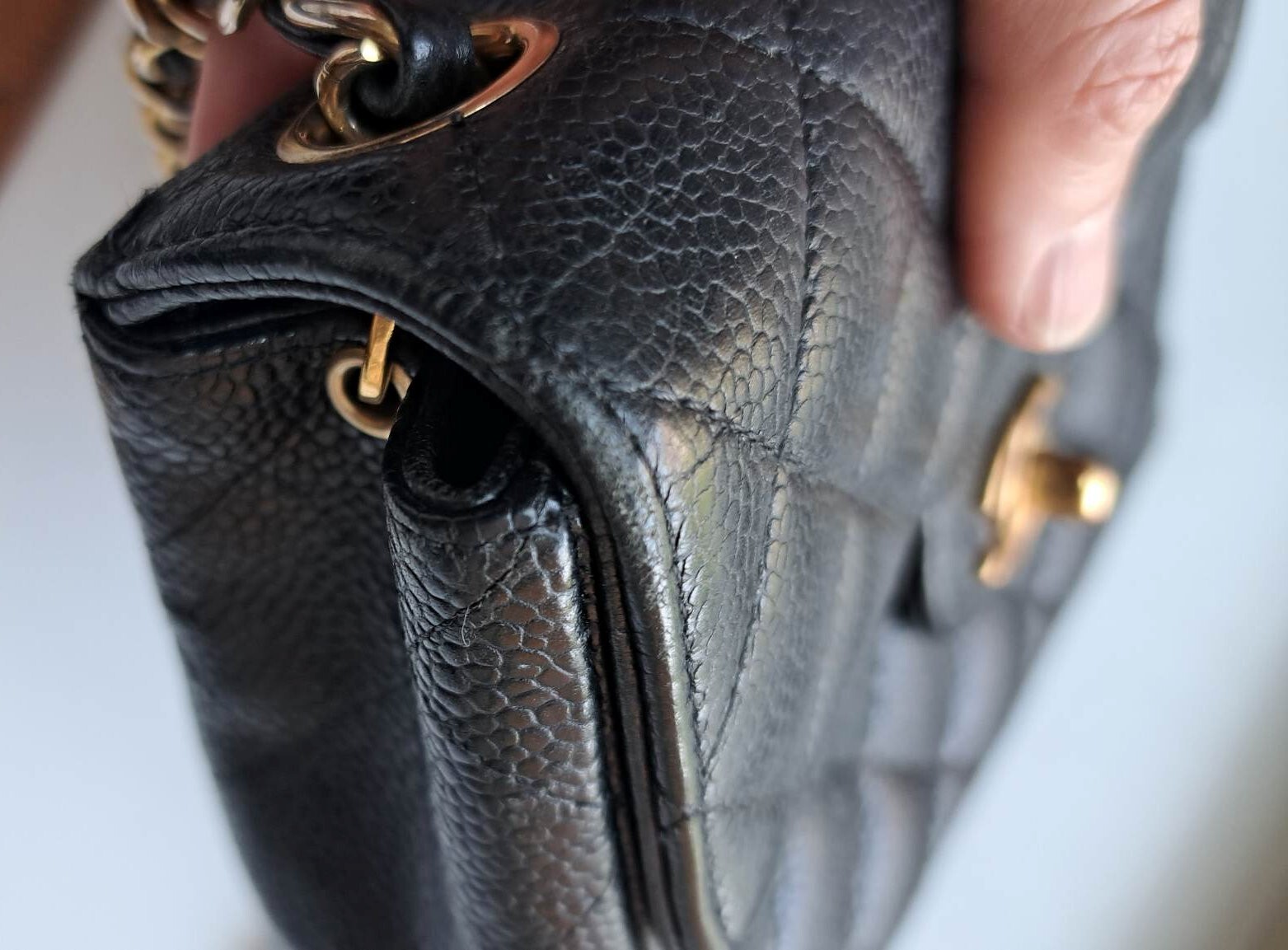 Chanel Vintage Diamond CC Camera Bag Quilted Caviar Small- Black image 8