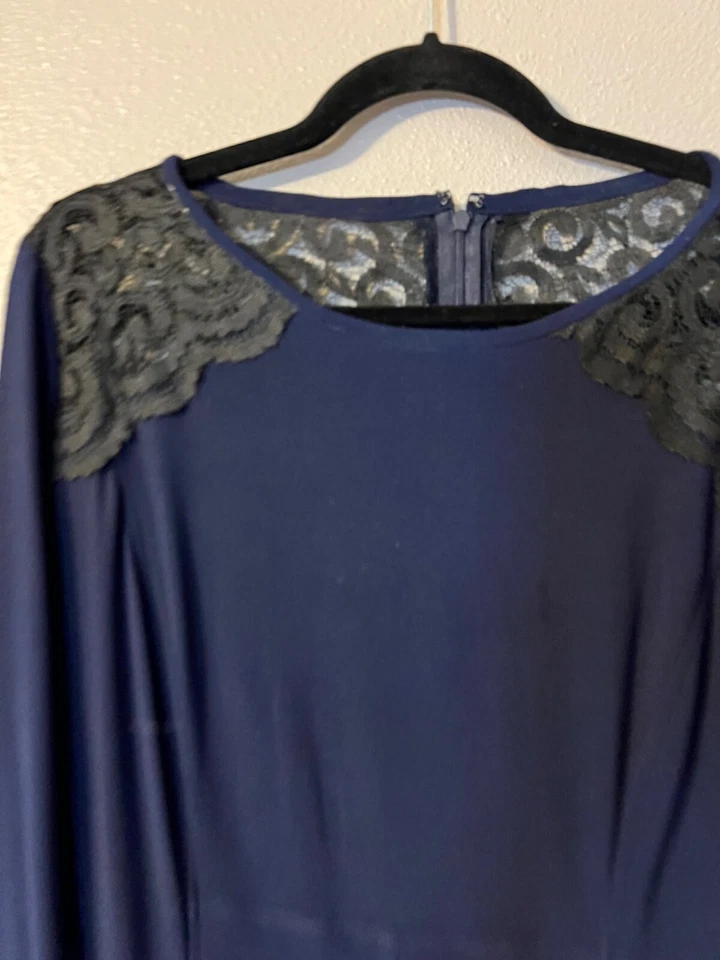 American Living Ralph Lauren Dress 16 Navy Blue Stretch Career Long Sleeve - Image 3 of 4