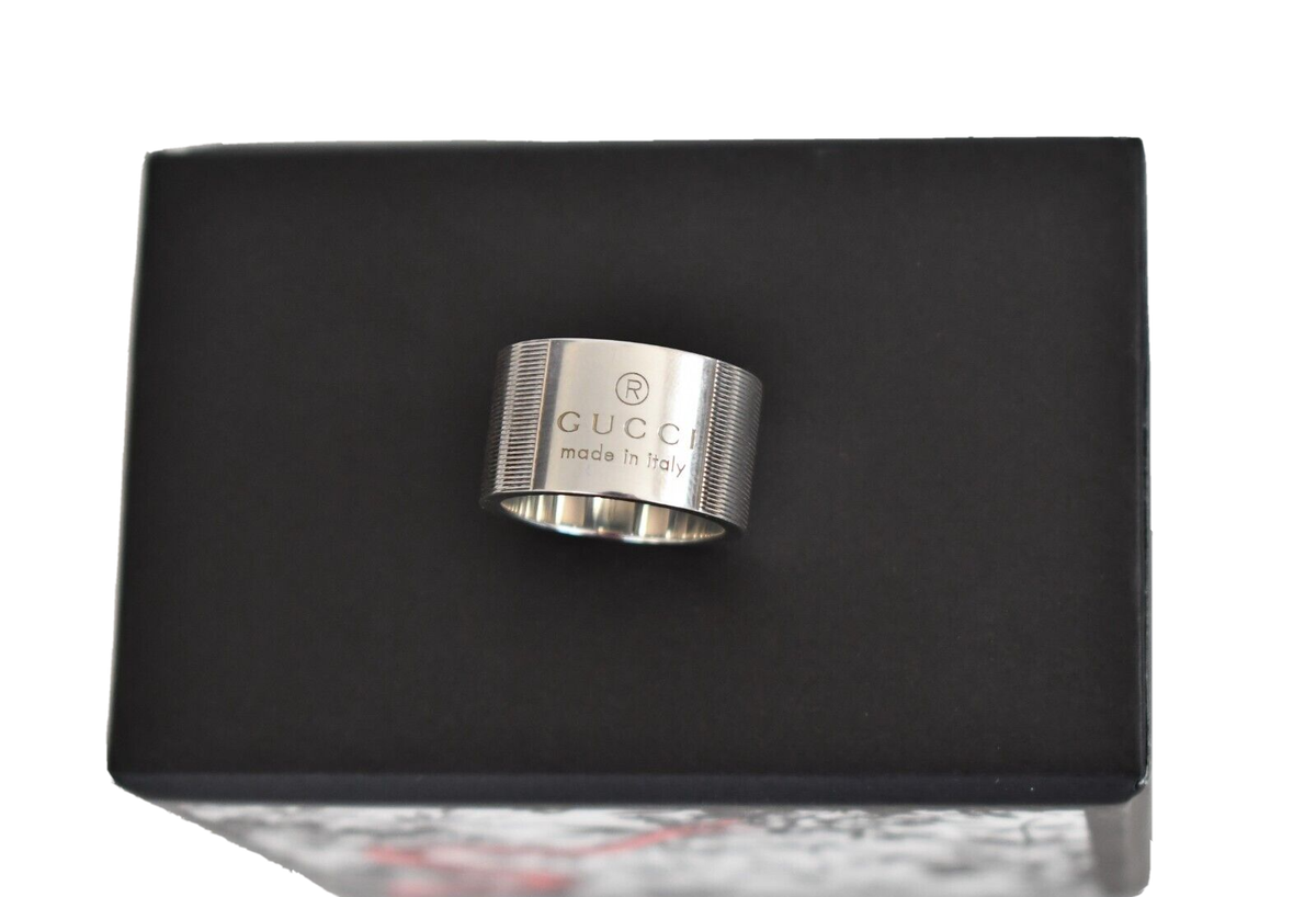 🆕️ Authentic GUCCI TRADEMARK .925 STERLING SILVER Wide 🆕️ Authentic GUCCI TRADEMARK .925 STERLING SILVER Wide