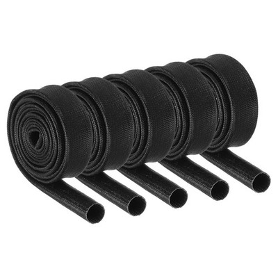 5Pcs Insulation Braided Cable Sleeve,3.3Ft-5/16 Inch ID Black Fiberglass