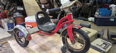 Schwinn Roadster Tricycle Red, Chrome Fenders, Child's 3 Wheel Bike Retro