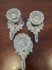 Decorative cast iron wall hook featuring a rustic white vintage finish Set Of 3